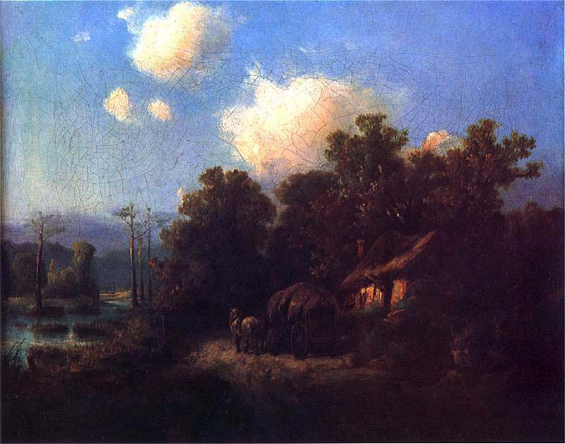 Landscape with Cottage and Sledding 
